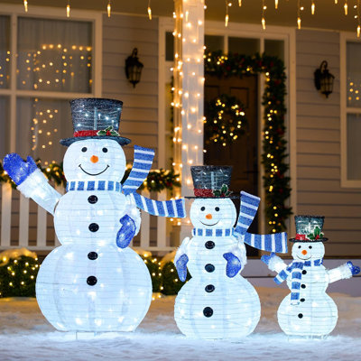 Pre-Lit Light Up Snowman Family, top 60 Lights Christmas Collapsible Snowman